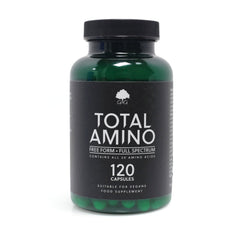 TOTAL AMINO Full Spectrum Essential Amino Acids + BCAAs - 120 Capsuls | Complete 20-Amino Acid Complex for Muscle Recovery, Strength & Performance | Vegan Free-Form Formula | Fast Absorption