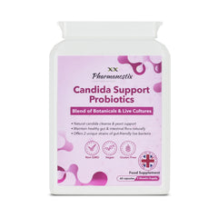Pharmanostix Candida Support Probiotics – 60 Vegan Capsules | All-in-One Candida & Yeast Support, Balance Formula with Caprylic Acid, Live Cultures & Herbal Extracts
