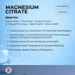 Pharmanostix Magnesium Citrate - 500 mg | 120 Vegan Capsules | Highly Absorbable Magnesium Supplement for Digestion, Muscle, Bone & Sleep Support