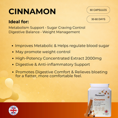 Pharmanostix Naturals Cinnamon 2000mg - 60 Tablets | Support balanced blood sugar levels, Control Weight & Metabolism