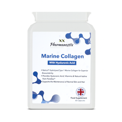 Pharmanostix Marine Collagen with Hyaluronic Acid - 60 Capsules | Daily Nutrition for healthy Skin, Hair & Joint Support