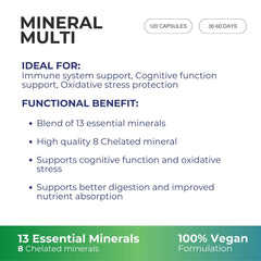 G&G Mineral Multi - 120 Vegan Capsules | 13 Essential Minerals, 120-Count Chelated Mineral Complex for Bone, Immune & Metabolic Health, Skin & Hair Support