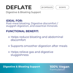 SOOV Deflate Bloating Relief & Digestive Support Capsules with Enzymes & Herbs | 60 Vegan Capsules