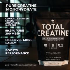 TOTAL CREATINE Monohydrate Powder 200 Mesh 500g | Ultra-Pure, No Fillers, Muscle Building, Strength, Energy & Post-Workout Recovery