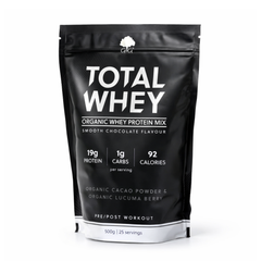 TOTAL WHEY Organic Protein Powder Chocolate Flavor - 500g | Pre-workout fuel and post-workout muscle building, recovery and strength