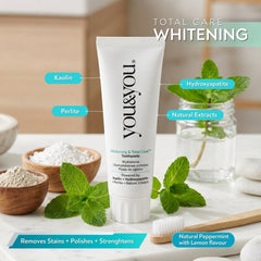 You & You Whitening and Total Care Toothpaste 75 ML | Formulated with Hydroxyapatite + Perlite + Kaolin for natural white and stain removal